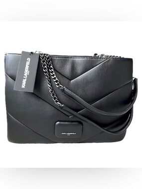 Karl Lagerfeld Paris Fleur Tote, Black/Dark Gunmetal Quilted